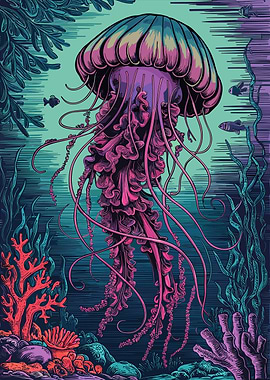 Jellyfish in Ocean Digital Art