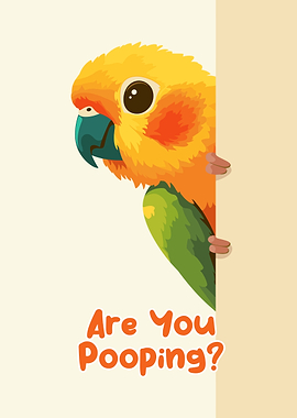 Funny Parrot Cartoon with Question