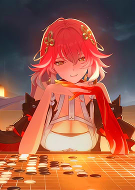 Anime Girl Playing Go Game