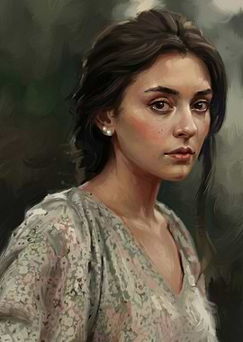 Portrait of a Woman with Floral Dress