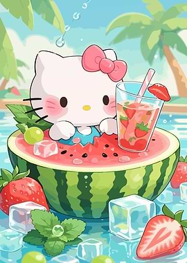 Hello Kitty Summer Watermelon Drink