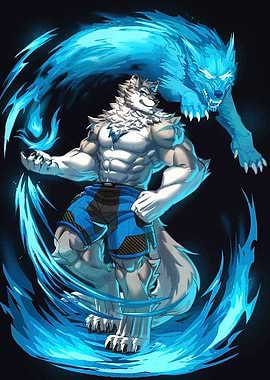 Muscular Wolf Anthro Spirit Wolf