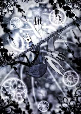 Hollow Knight characters in a forest