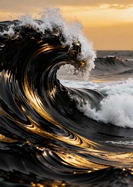 Golden Wave at Sunset