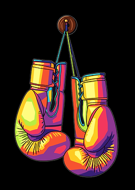 Colorful Boxing Gloves Hanging on Hook