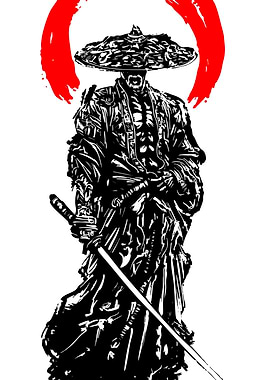 Samurai Warrior with Red Circle