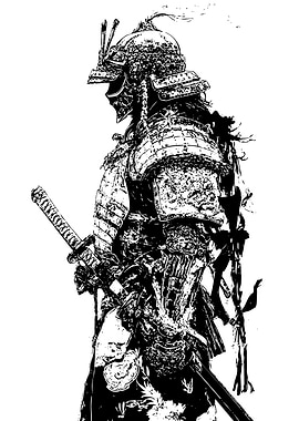 Black and White Samurai Illustration