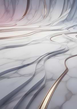 Abstract Marble and Gold Landscape