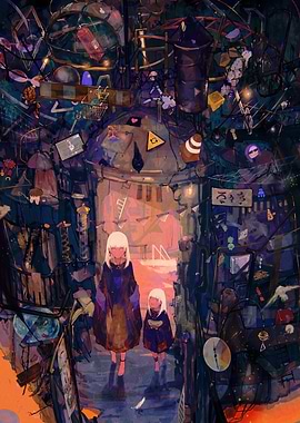 Two Figures in a Cluttered Alleyway