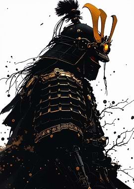 Black and Gold Samurai Warrior