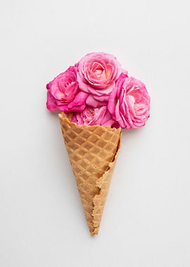 Floral Ice Cream Cone