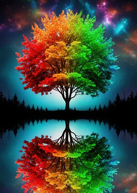 Colorful Tree Reflection in Water