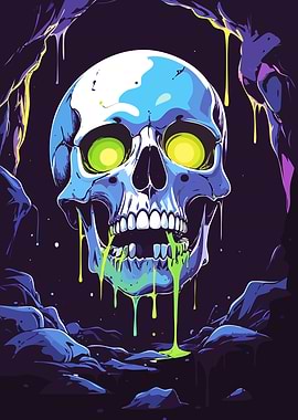 Glowing Skull in Cave