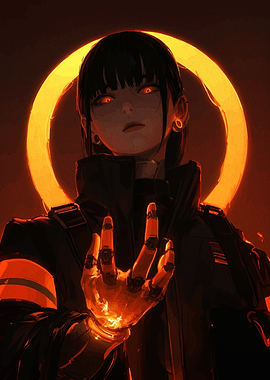 Cyberpunk Woman with Glowing Hand