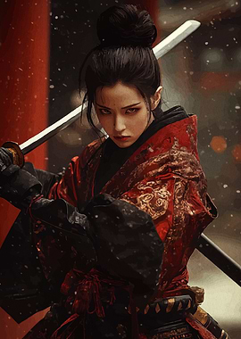 Female Samurai Warrior with Katana