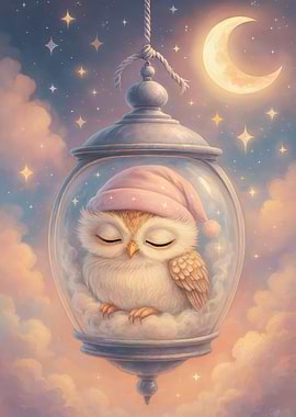 Sleeping Owl in Lantern