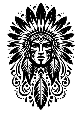 Native American Chief Black and White