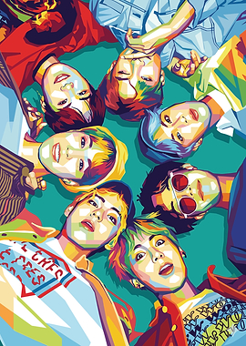 BTS Group Portrait Pop Art