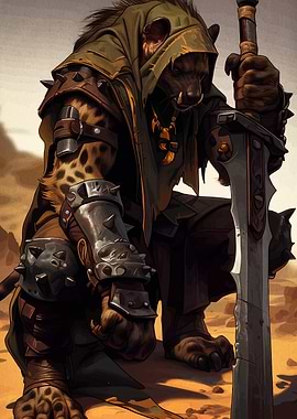 Anthropomorphic Hyena Warrior with Sword