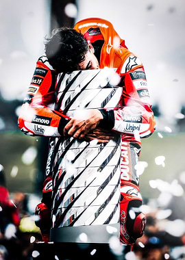 Motorcycle Racer Hugging Trophy