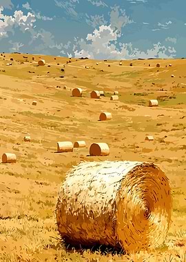 Hay Bales in a Field
