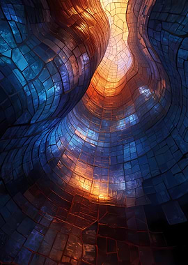 Mosaic Light Tunnel: Abstract Sci-Fi Architecture