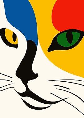 Abstract Cat Face Art