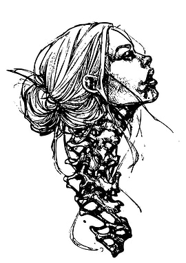 Woman's Profile with Spine Illustration