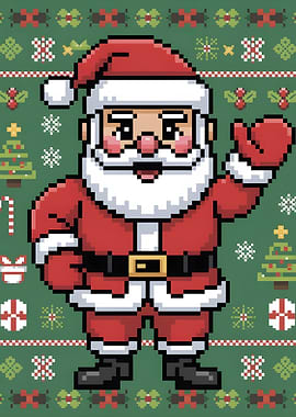 Pixel Art Santa Claus Christmas Sweater