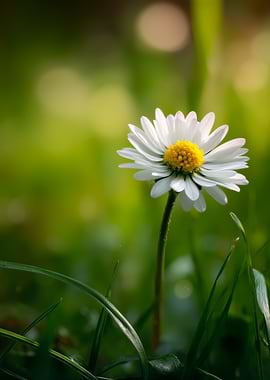Spring Daisy in Green Field