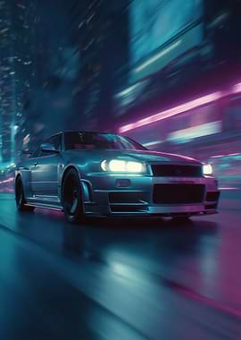 Nissan Skyline R34 Neon City Drive