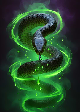 Green Snake with Poison