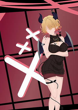 Anime Girl with Horns and Wings