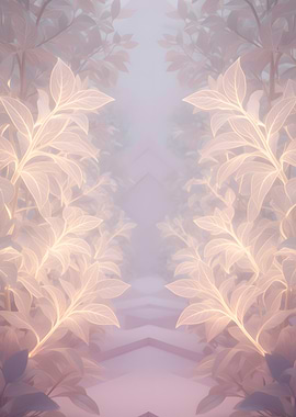 Ethereal Glowing Leaves Pathway