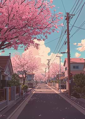 Spring Cherry Blossom Street