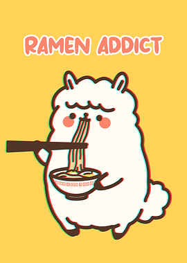 Ramen Addict Alpaca Illustration
