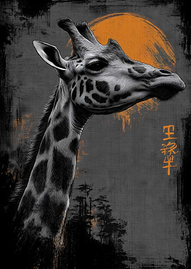 Ukiyo Minimalism Giraffe