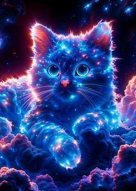 Cosmic Cat in Nebula Clouds