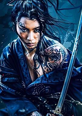 Tattooed Warrior with Katana