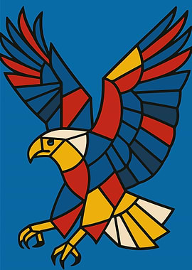 Picasso Style Cubist Abstract Flying Eagle