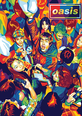 Oasis Band Colorful Crowd Art