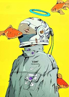 Astronaut with Goldfish and Fashion Coat