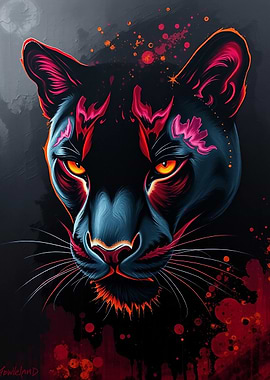 Colorful Panther Portrait