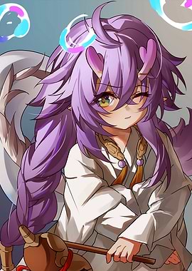 Anime Girl with Heart Horns and Tail