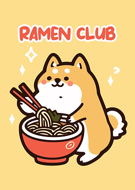 Ramen Club Shiba Inu Illustration