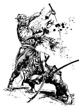 Samurai Duel Ink Illustration