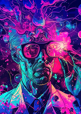 Neon Scientist with Abstract Mind