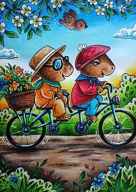 Capybaras on a Tandem Bicycle