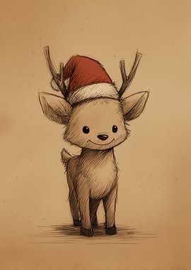 Cute Christmas Reindeer Sketch