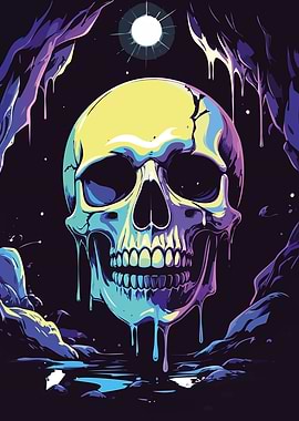 Melting Skull in a Cave